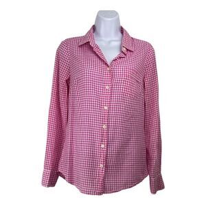 J. Crew Womens Long Sleeve‎ Fitted Gingham Plaid Top Size XS Preppy Y2K Western